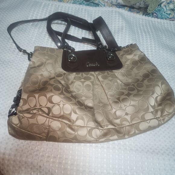 COACH EUC ASHLEY CARY SATEEN SIGNATURE SATCHEL BAG - Picture 1 of 10